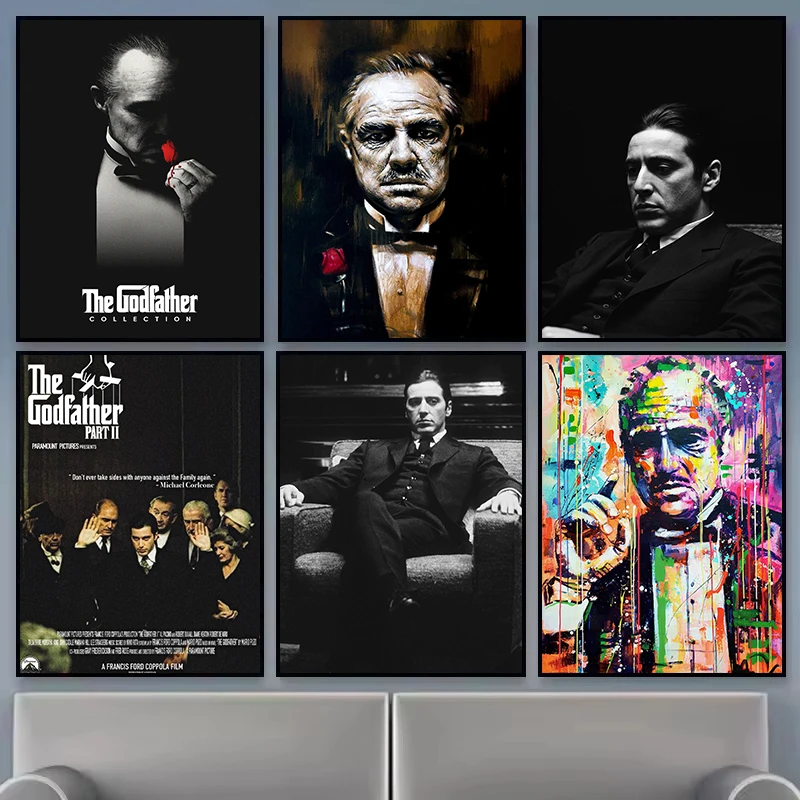 Classic Mafia Movie M-Michael Corleone Godf-father Gangster Portrait Poster Canvas Painting Wall Art Pictures Home Decor