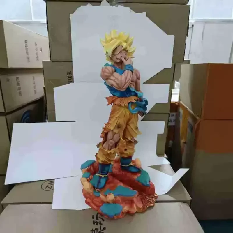 

Dragon Ball Z Saiyan Goku Pinch Face Action Figure - 38cm GK Anime Statue Super Saiyan First Form Pvc Model Collection Desktop D