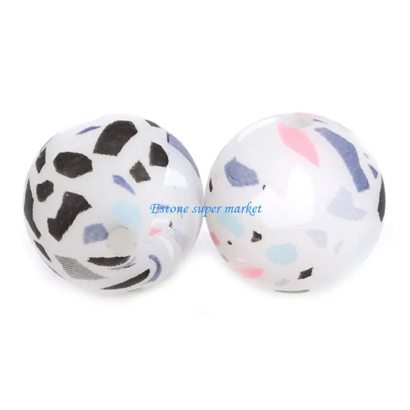 090B Round Beads for Jewelry Making Acrylic Print Beads Bracelets