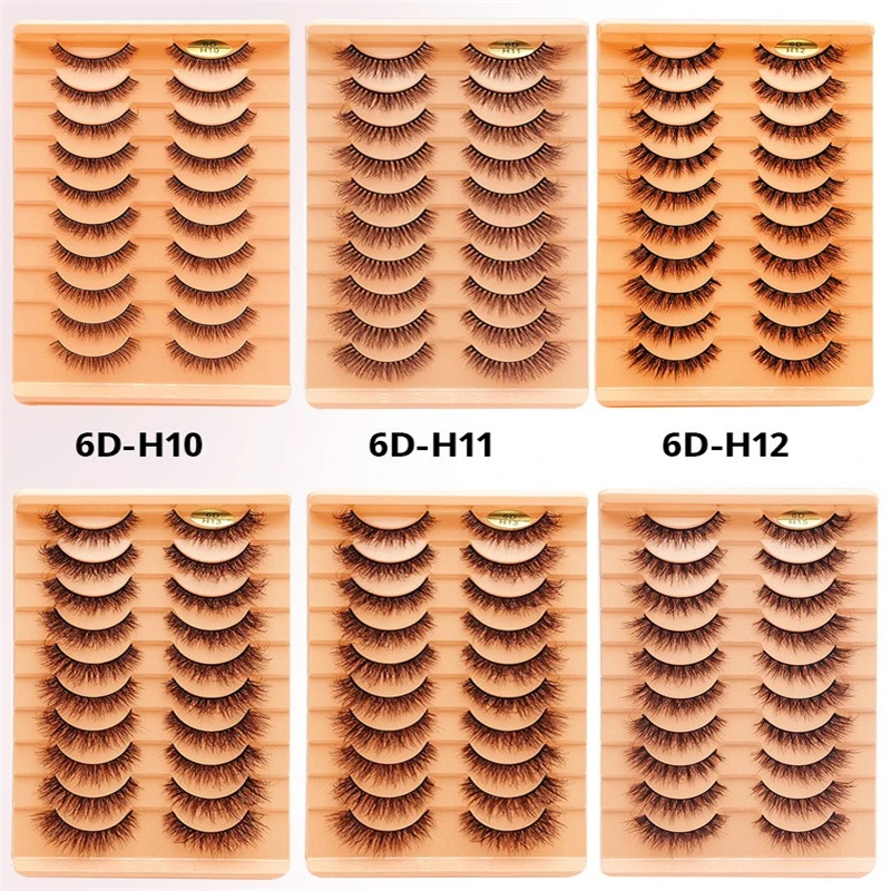 10ペアの厚いつけまつげ6Dカールナチュラルスレンダー誇張されたヨーロッパアメリカンスタイルのアイメイク用
