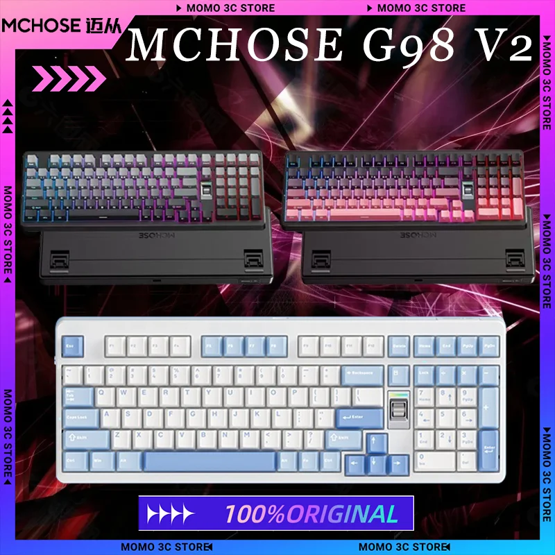 

MCHOSE G98 V2 Mechanical Keyboard Tri-mode Gasket Structure Hot Swap Ergonomics Long Endurance RGB Esports Customized Keyboard