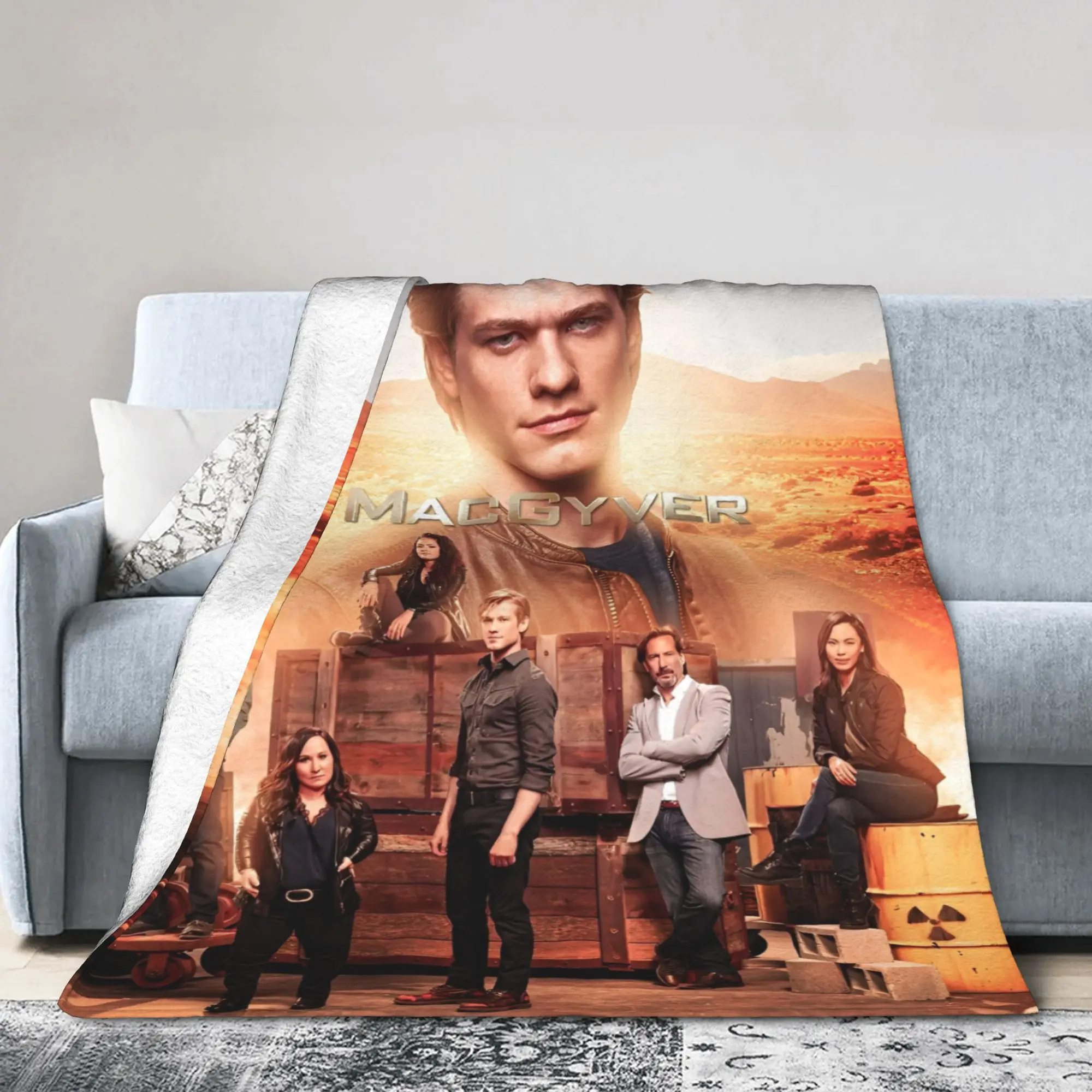 

MacGyver TV Series Ingenuity Fleece Blanket Utility Knife Funny Throw Blankets for Home Hotel Sofa 150*125cm Warm