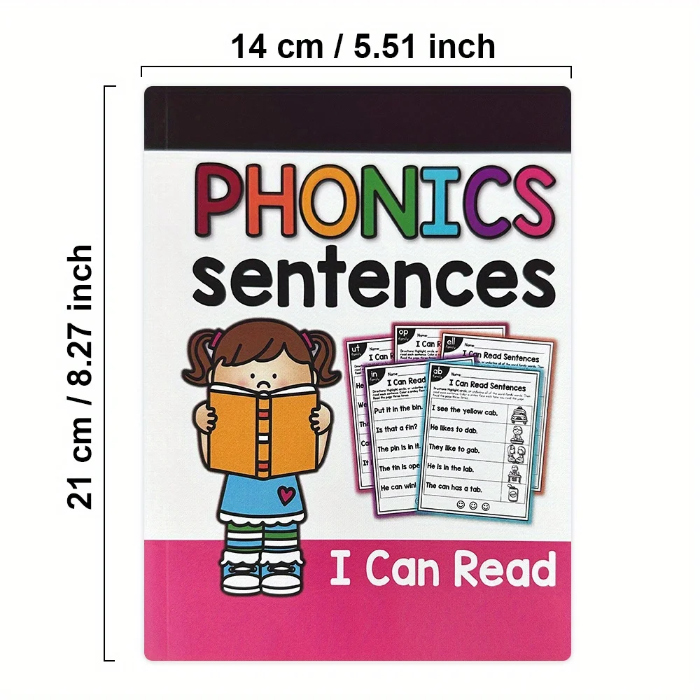 Phonics Sentence Workbook Learn to Read Exercise Color Book Preschool Primary School Teacher Teaching Aids Vocabulary Building