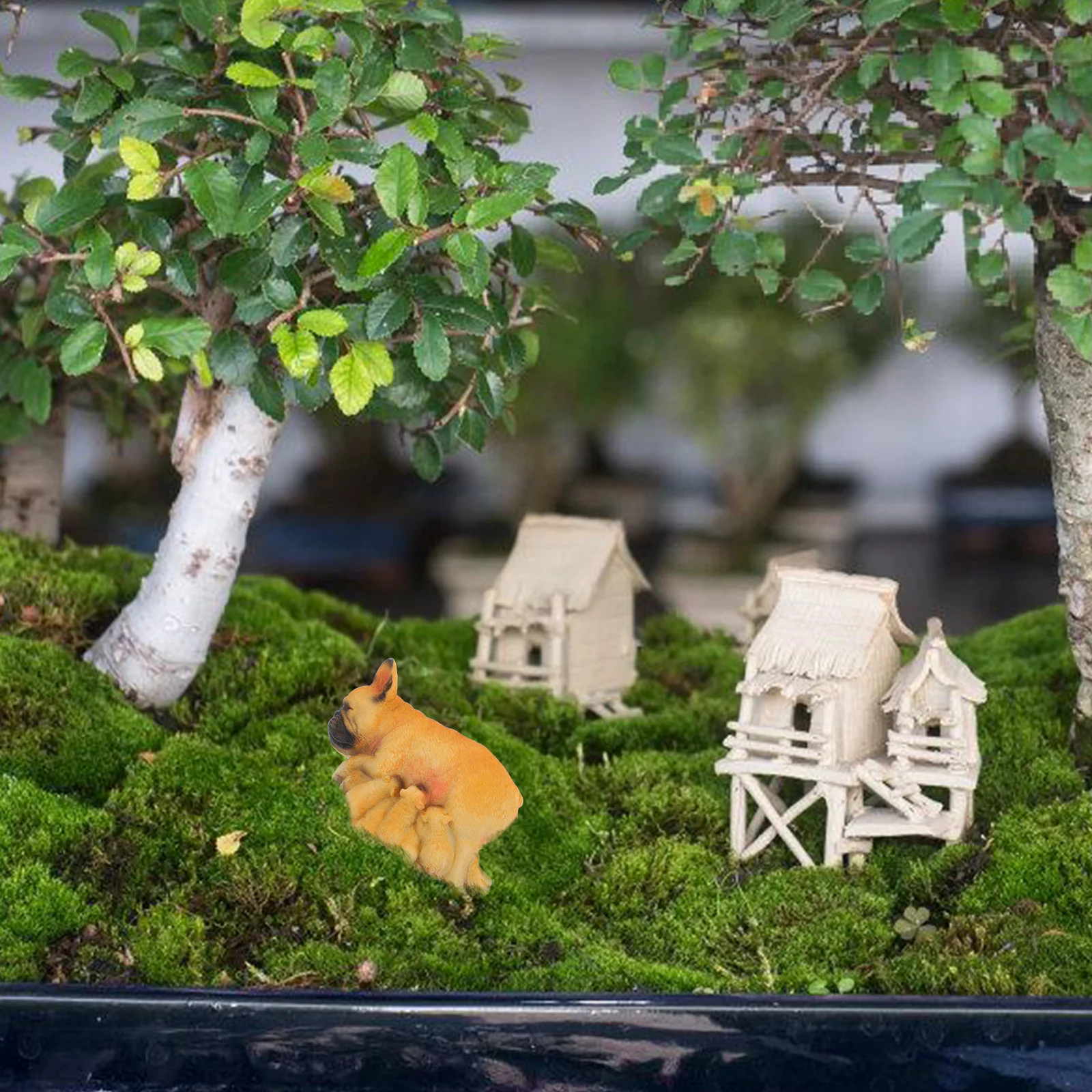 

Miniature Bulldog Statue French Decoration Puppy Outdoor Cub Figurine Resin Garden