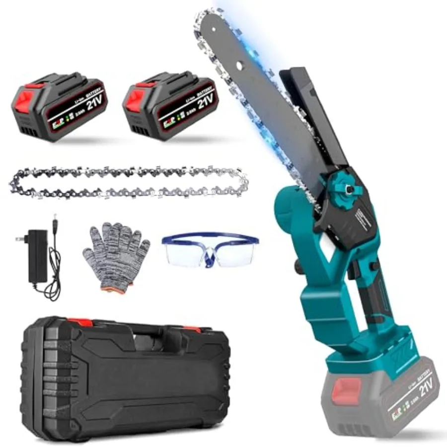 

Мини-бензопила аккумуляторная 8-дюймовая, ручная электрическая цепная пила с системой автоматической смазки для обрезки деревьев и кустарников