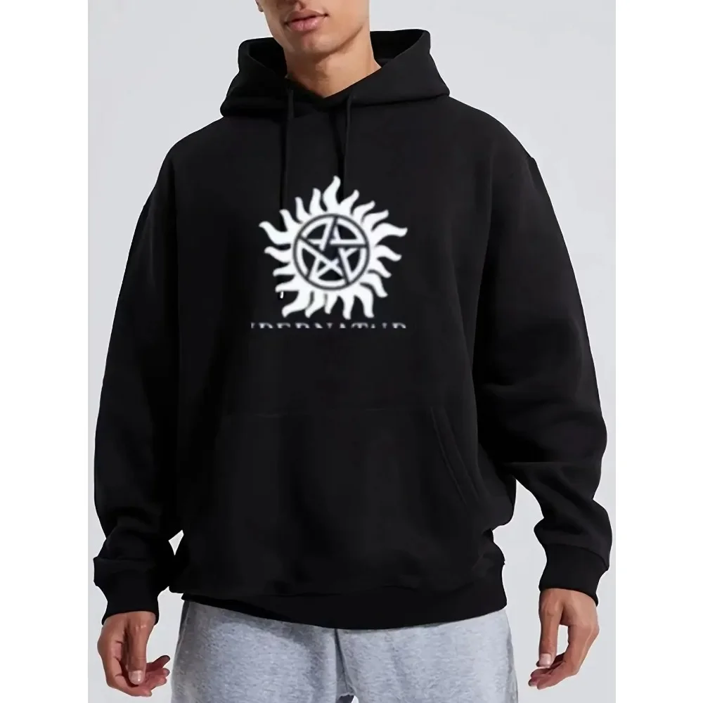 

Fashion Trend Hoodie Sweatshirt Street Casual Sports Sun Pattern Men's Match Kangaroo Pocket Outdoor SportsCasual Versatile