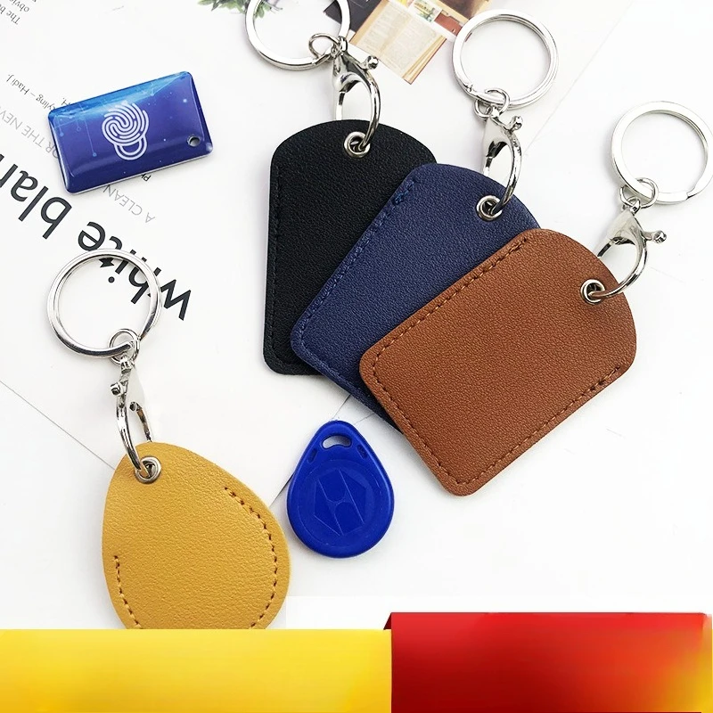 Teardrop Keychain Card Holder, PU Leather Access Card Sleeve, Cute Ins Style Key Card Protector for Elevator & Apartment