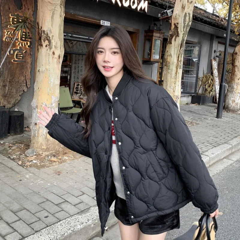 Women Winter Quilted Puffer Coat Loose Lazy Style Solid Color Padded Jacket Lady Casual Loose Fit Warm Outerwear for Ladies
