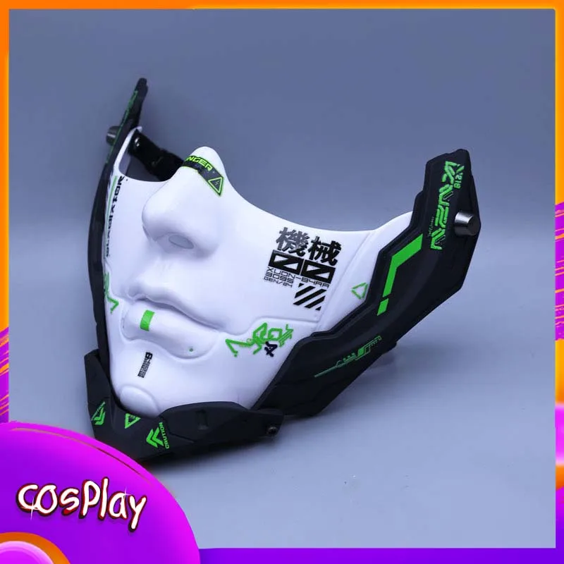 

Cyber Punk cos Half Face Mechanical Mask Halloween Cosplay Costumes Red Mechanical Mask Cos Mechanical Soldier Party Props Gift