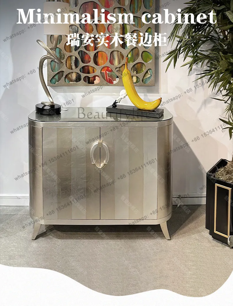 American light luxury entrance cabinet, modern villa design sense solid wood storage side cabinet