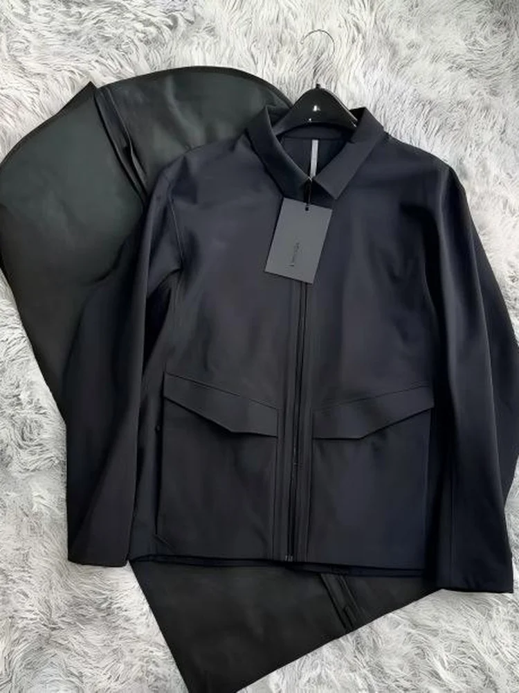 

Мужская повседневная куртка из полиэстера, однотонная, с воротником, в стиле ретро, универсальная, легкая, класса люкс, модная, весна 2026