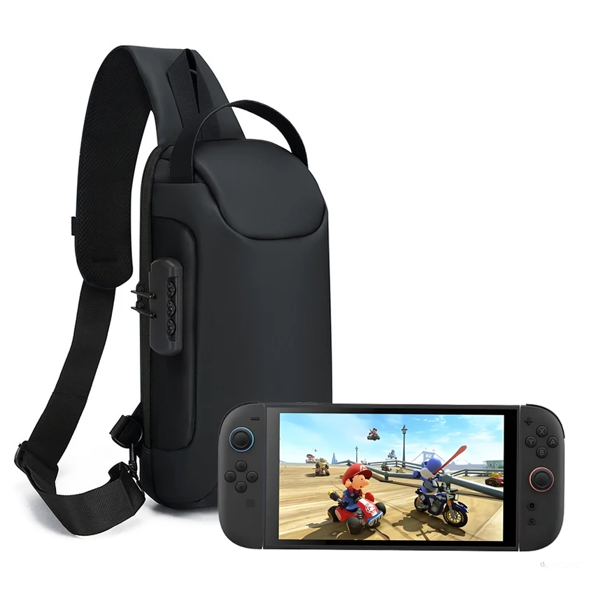 Bolsa de ombro portátil com zíper duplo, estojo de transporte à prova de choque, capa à prova d'água, compatível com nintendo switch 2, acessórios de jogo
