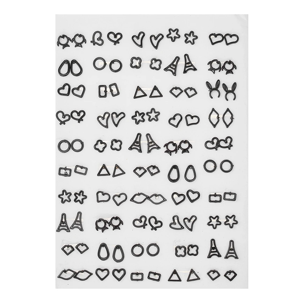 50Pairs/Lot Mixed Styles Love Heart Triangle Geometric Plastic Small Stud Earrings Set For Women Girls Dailylife Mini Jewelry