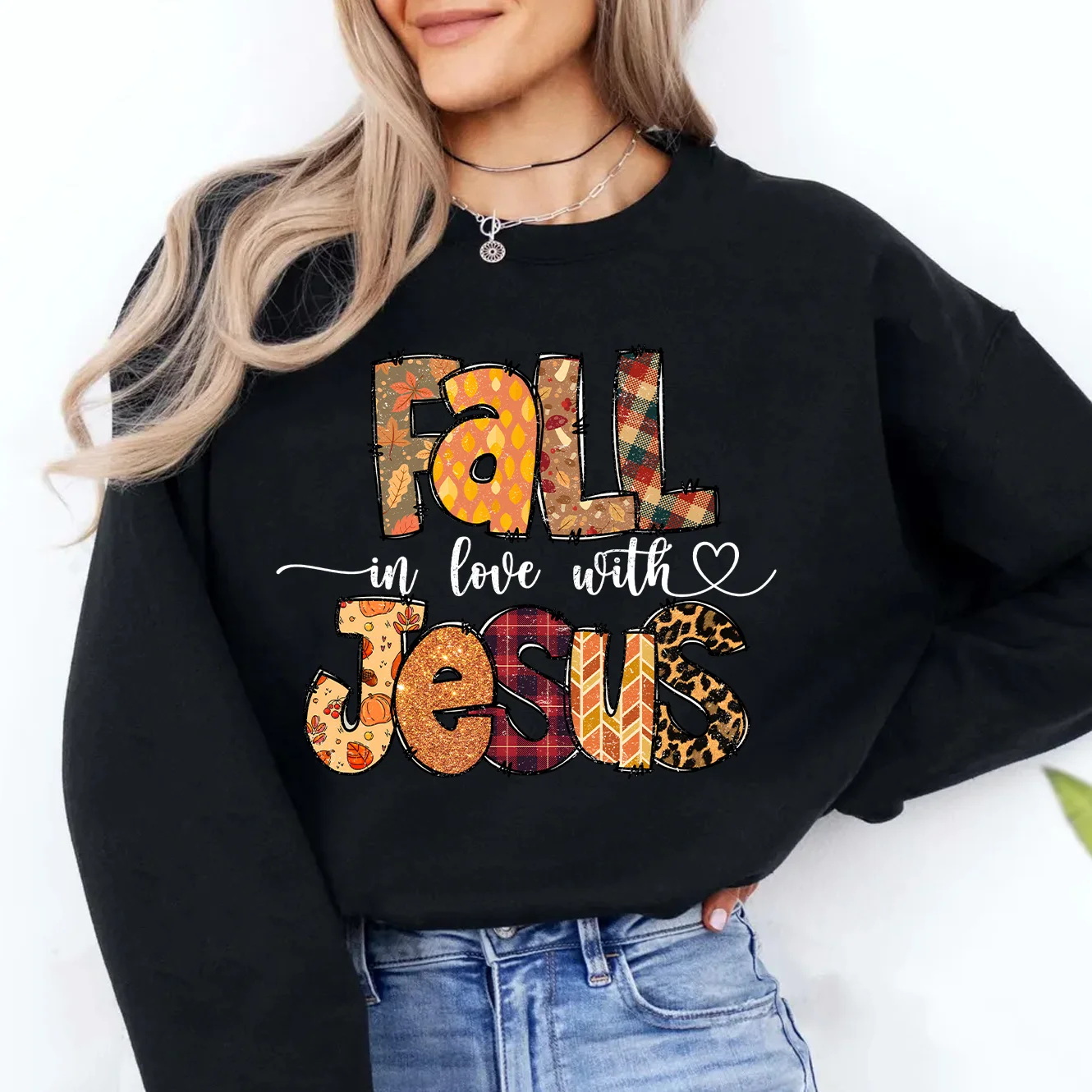 

Fall In Love With Jesus Women Clothing O-neck Loose Casual Hoodies Printed Long Sleeve Sweatshirts Autumn Winter Fashion