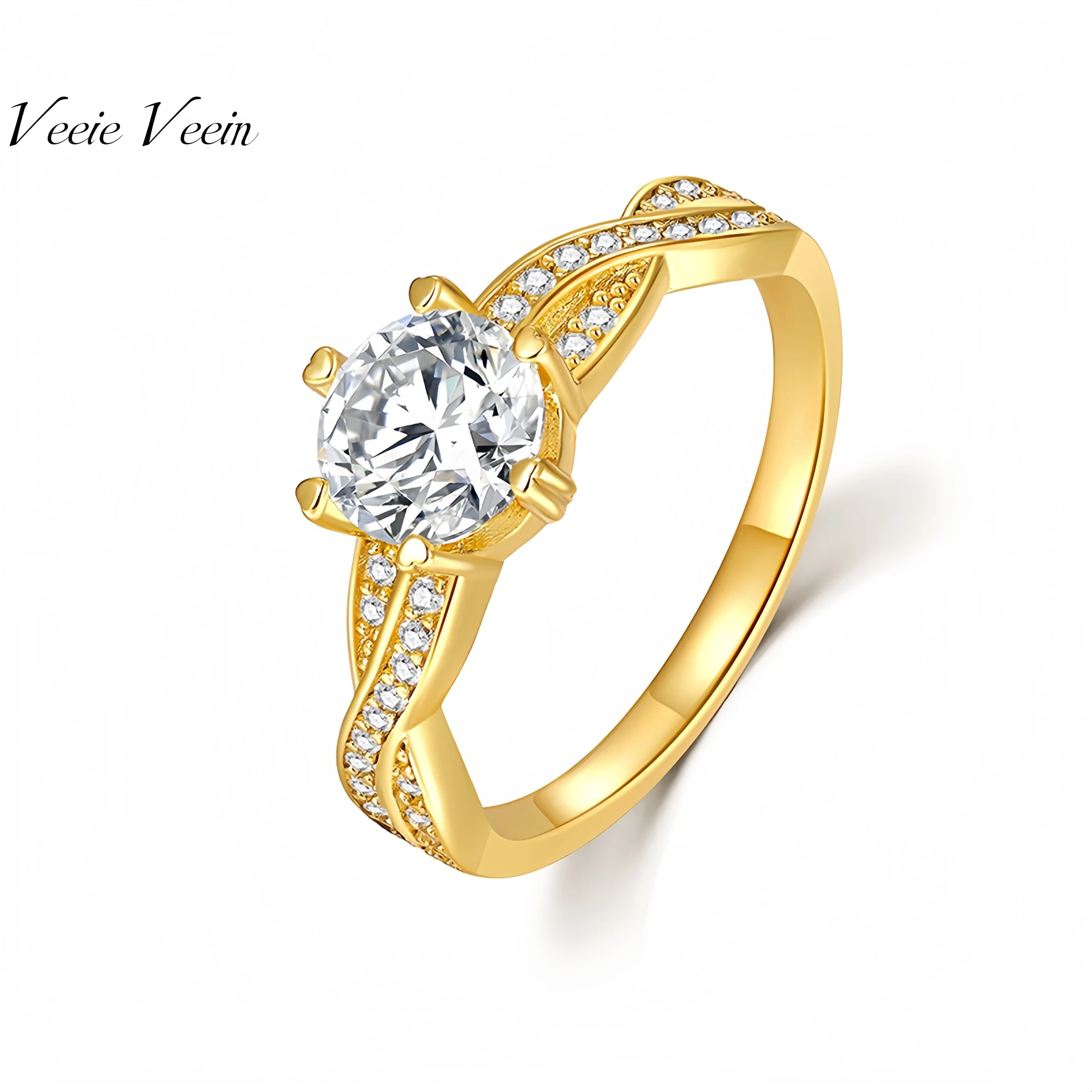 

Veeie Veein брендовое новейшее женское кольцо из стерлингового серебра 925 пробы с шестью зубцами, 1 карат, муассанит, сертификат GRA, кольцо, ювелирные изделия