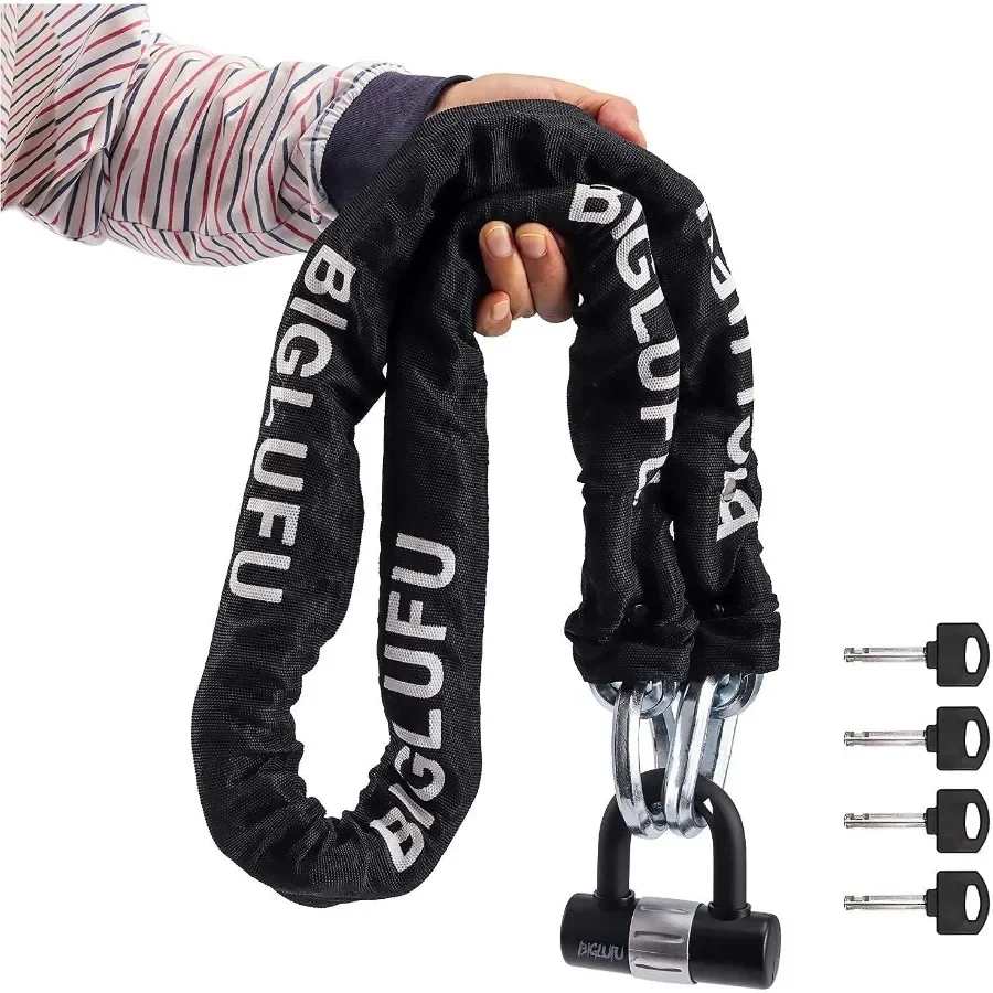 Heavy Duty 4ft Long 15mm Cut Proof Square Chain Locks for Secure Protection of Motorcycles Bikes Generators Gates and Scooters