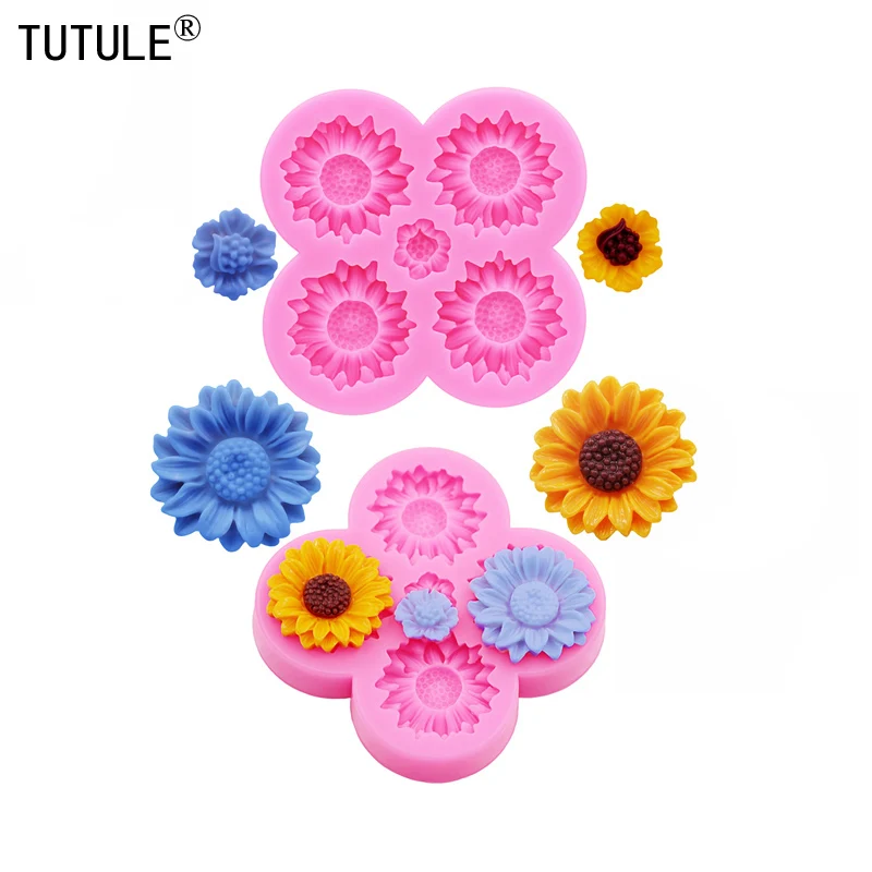 Sunflowers Chrysanthemums Keychain Earrings Silicone Mold DIY Roses Clay epoxy resin Accessories Silicone Moulds Chocolate Molds