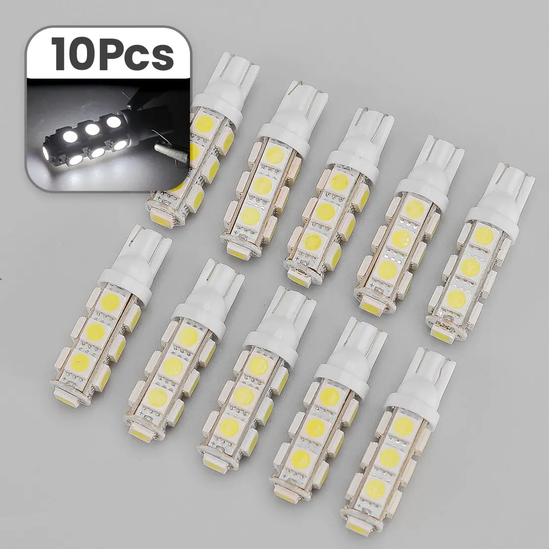 

10 шт. T10 5050 W5W 13SMD светодиодная лампа накаливания 12 В 5 Вт для автофургона 193 194 2821 921 922 158 160 161 161B 168 168A 912 Белый