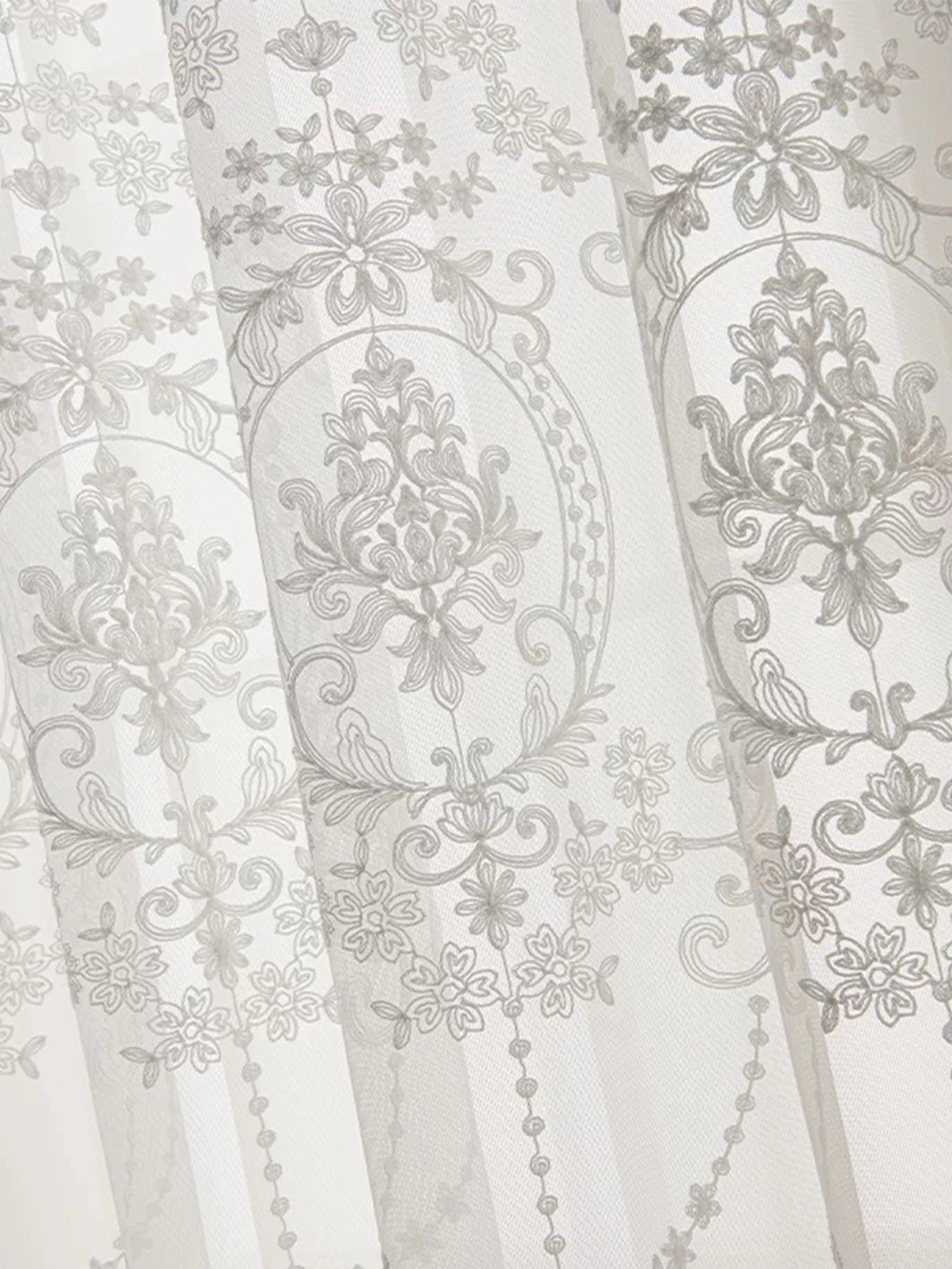 1pc Embroidered White Sheer curtain Polyester Light Filtering Privacy Sheer Curtain for Living room All Season
