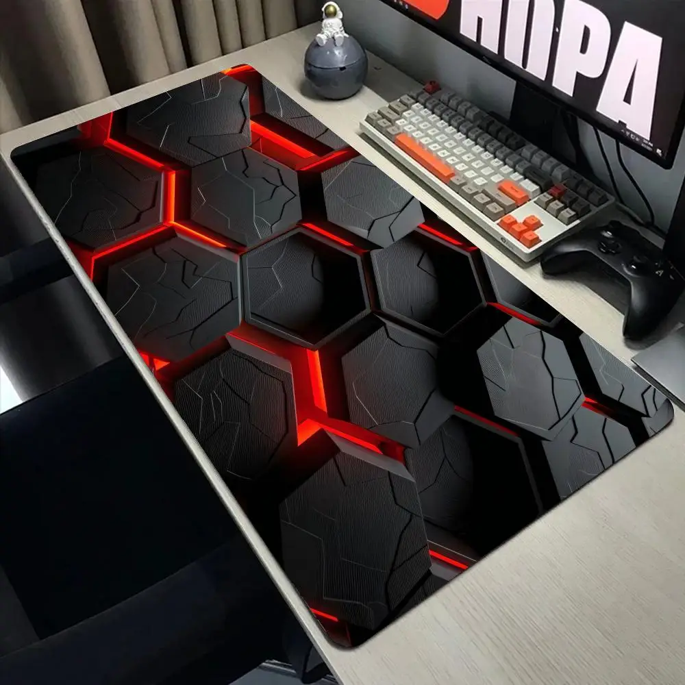 

XXL Большой 3D игровой коврик для мыши с геометрическим узором Крутой компьютерный офисный игровой настольный коврик Новый резиновый противоскользящий длинный коврик для клавиатуры