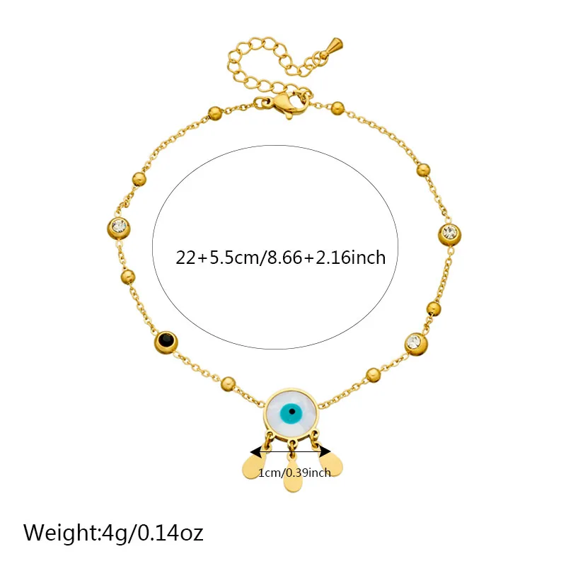 DIEYURO 316L Stainless Steel Circular Time Scale Gold Colour Anklets Fashion Luxury Zircon Footsie Chain Waterproof Jewelry Gift