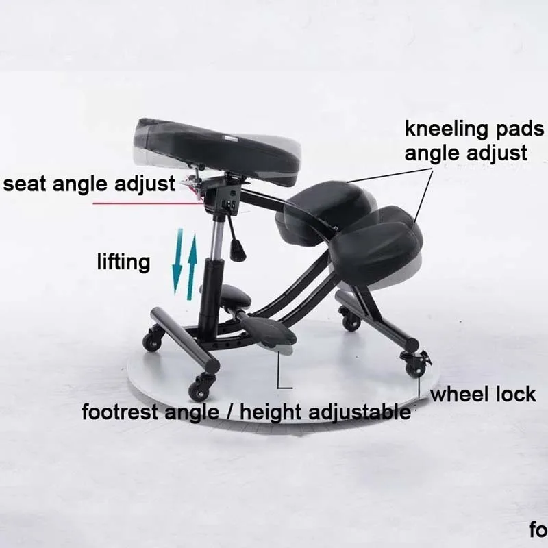 Sitting Posture Correction Chair Ergonomic Knee Chair Lifting Work Computer Bench with Wheels To Avoid Hunchback