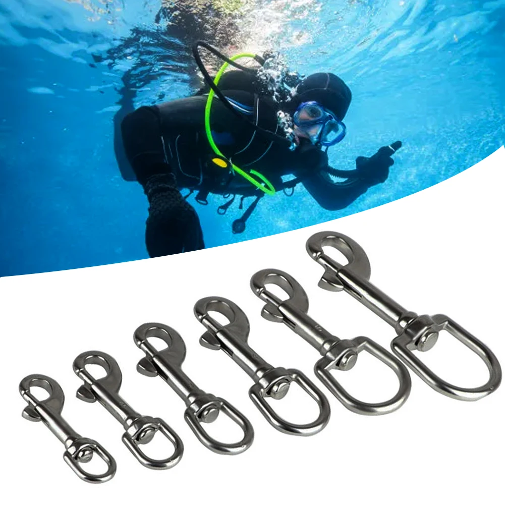 1PC 316 Stainless Steel Swivel Eye Bolt Spring Snap Hook Marine Diving D Ring Snap Hooks With Swivel For Scuba Diving Pet Leash