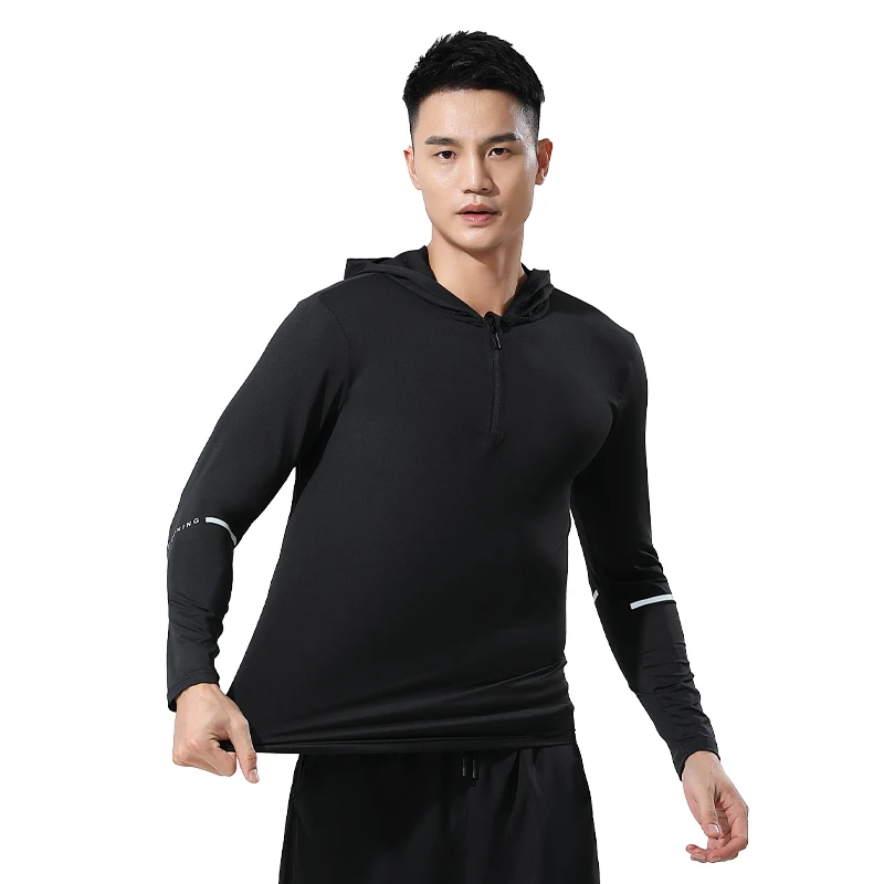 Men Hoodies Gym Sport Top Running Training Fitness Bodybuilding Sweatshirt Camping Outdoor Sportswear Male Hooded Hiking Jacket