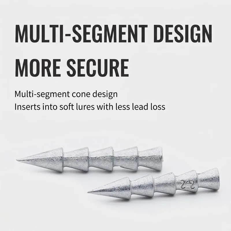Lead-Free Alloy Nail Sinkers for Neko & Wacky Rigs, Barbed Insert Weights for Soft Plastic Worm Baits, Bass Fishing view 2