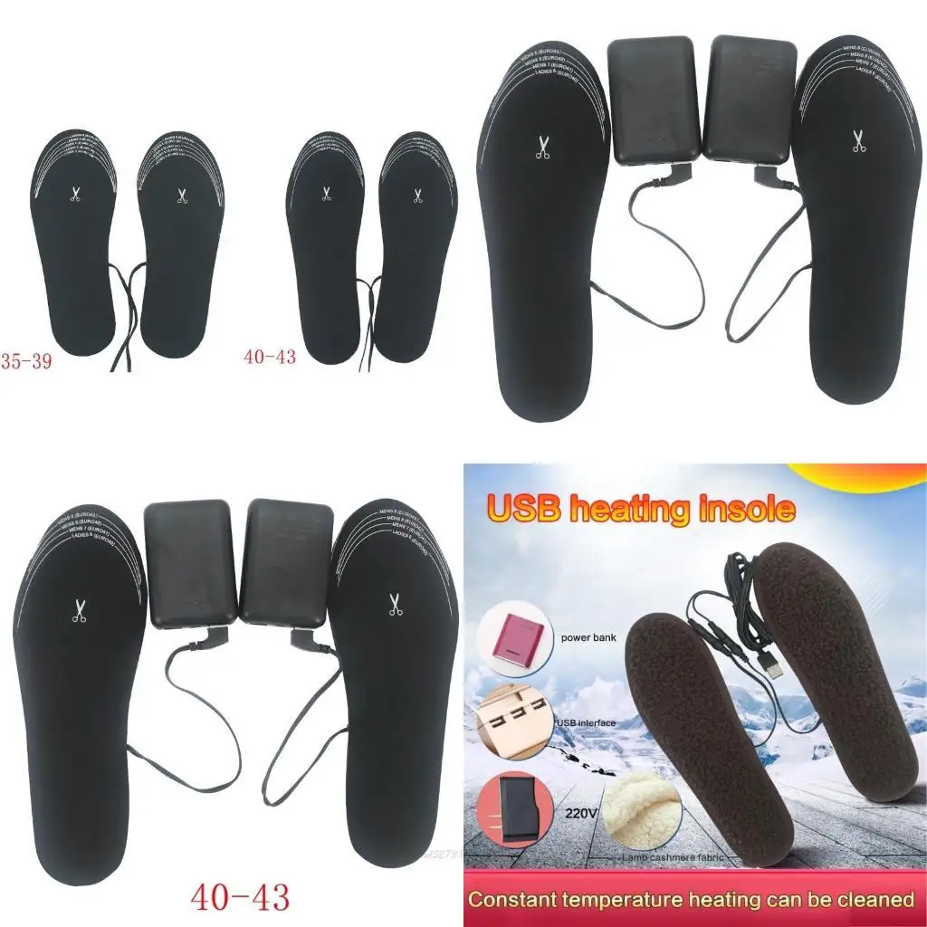 

X5XA Heated Shoe Insoles Heated Shoe Warmer Electric Heated Shoes Insoles Foot Warmer Multiple Sizes Cuttable for Women Men
