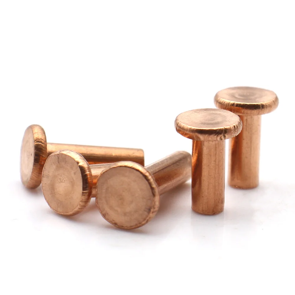 GB109 Solid Copper Flat Head Rivets M1.5 M2 M2.5 M3 M4 M5 M6 M8 Low Profile Hammer Peening Rivet Nail Pin 2-50Pcs Hardware