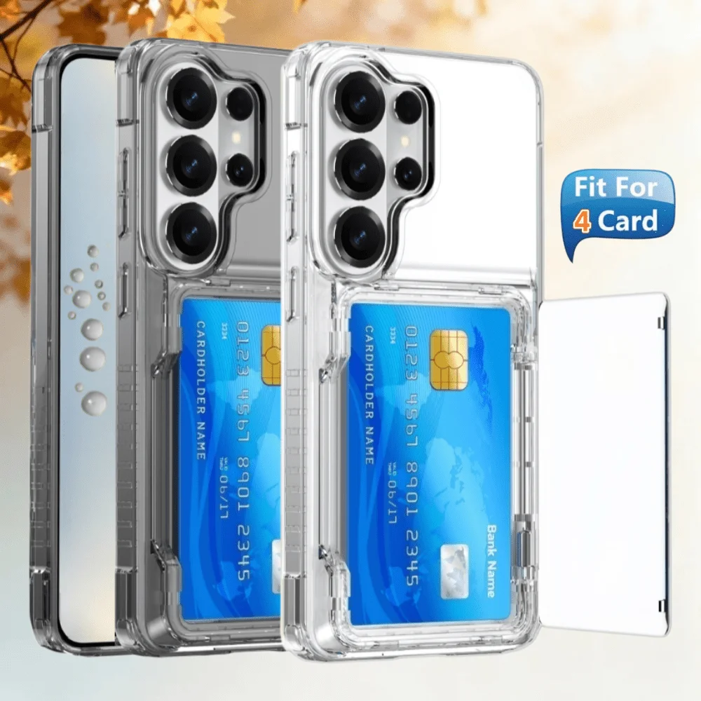 Suitable For Samsung S26 Ultra / S26 Plus / S26 Capa Wallet Clear Phone Case with Credit Card Holder