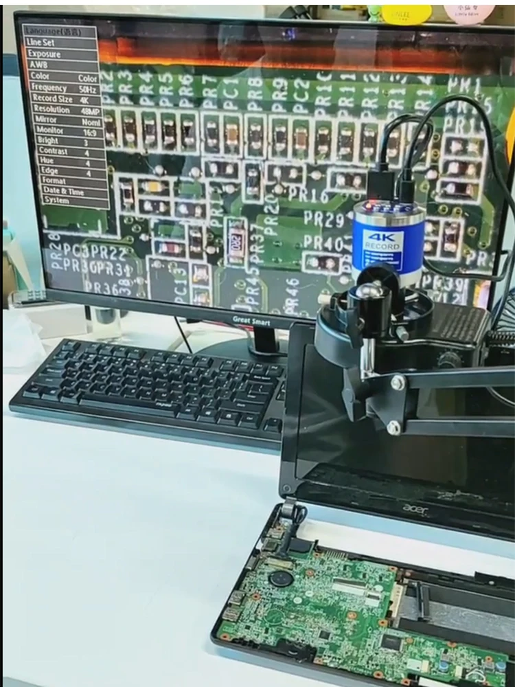 4K 48MP HDMI USB Microscoop met 360° Verstelbare Arm, 10X-200X Vergroting voor Elektronica Reparatie, Solderen, PCB Inspectie - EU/VS/MX/Brazilië Magazijn - afbeelding 2
