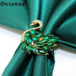 6Pcs Elegant Crystal Swan Napkin Rings Rhinestone Bird Napkin Ring Holder for Bridal Shower Wedding Christmas Party Table Decor