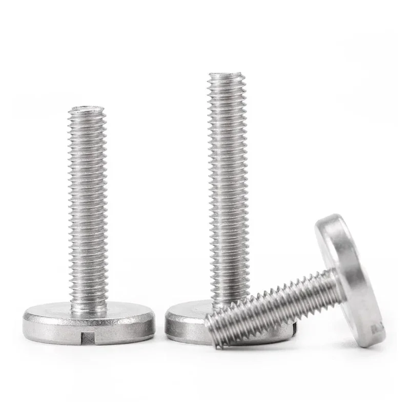 304 스테인리스 스틸 플랫 라운드 슬롯 헤드 엄지 나사, 1 단어 슬롯, 초대형 볼트, M2.5 M3 M4 M5 M6, 2-10 개
