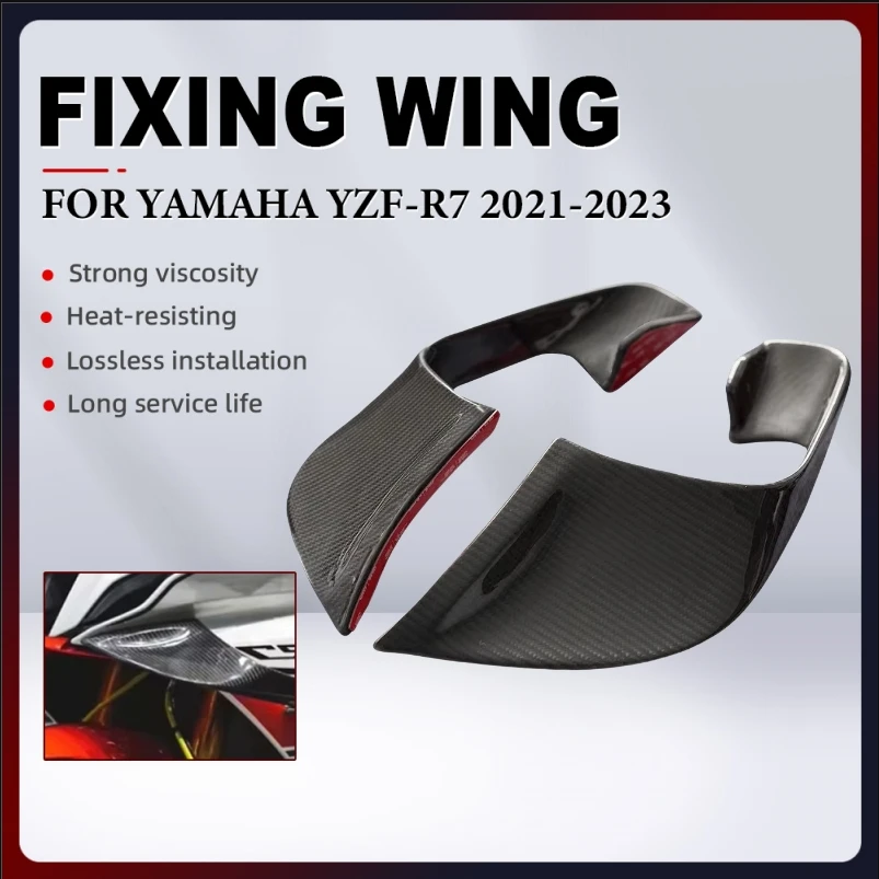 

100% Carbon Fiber Motorcycle Fixed Wing Spoiler For YAMAHA YZF-R7 YZFR7 2021 2022 2023 Aerodynamic Winglets Windshield Fairing