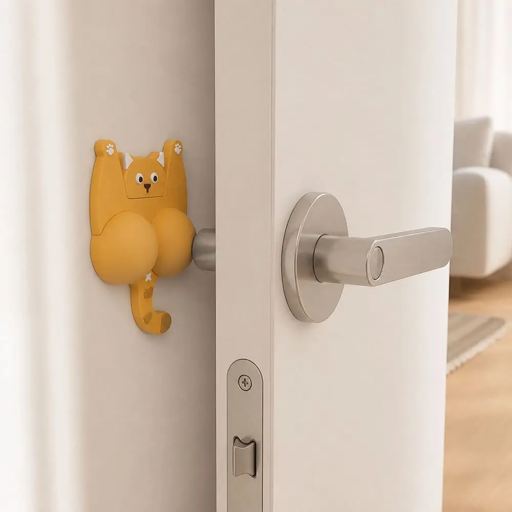 3D Cat Shape Anti-Collision Pad Soft Cushioning Self Adhesive Cat Door Bumper Cartoon Impact Absorbing Wall Protector Pad