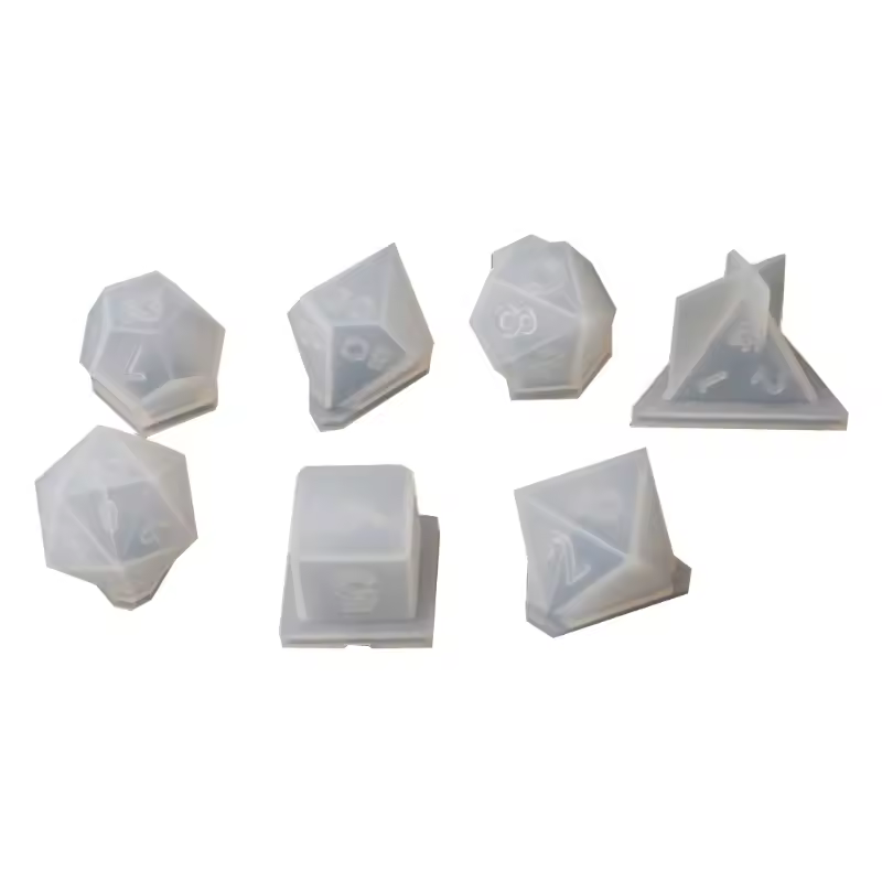 652F-Juego de 7 formas de dados, molde de epoxi de cristal, juego Digital de dados, molde de silicona, arte artesanal