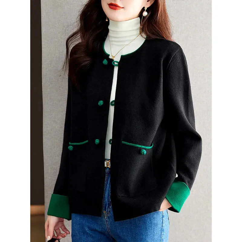 

New Chinese Style Short Coat Women's 2025 Spring And Autumn New Spring And Autumn Knitted Cardigan Spring Thin Joker Soft Coat