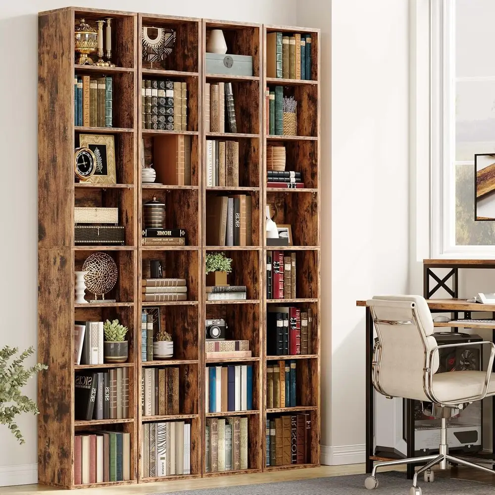 IRONCK Libreria alta e stretta 8 livelli 71 pollici, set di 2, libreria angolare compatta, facile da abbinare per soggiorno, ufficio, studio