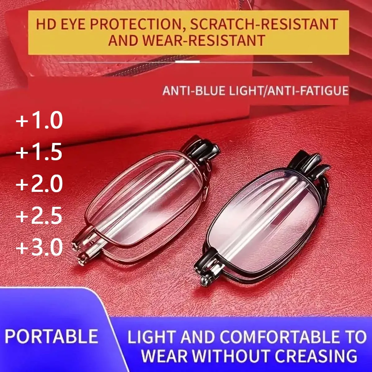 1 piece of fashionable folding presbyopia glasses - compact design with lighter box for easy carrying Paerde