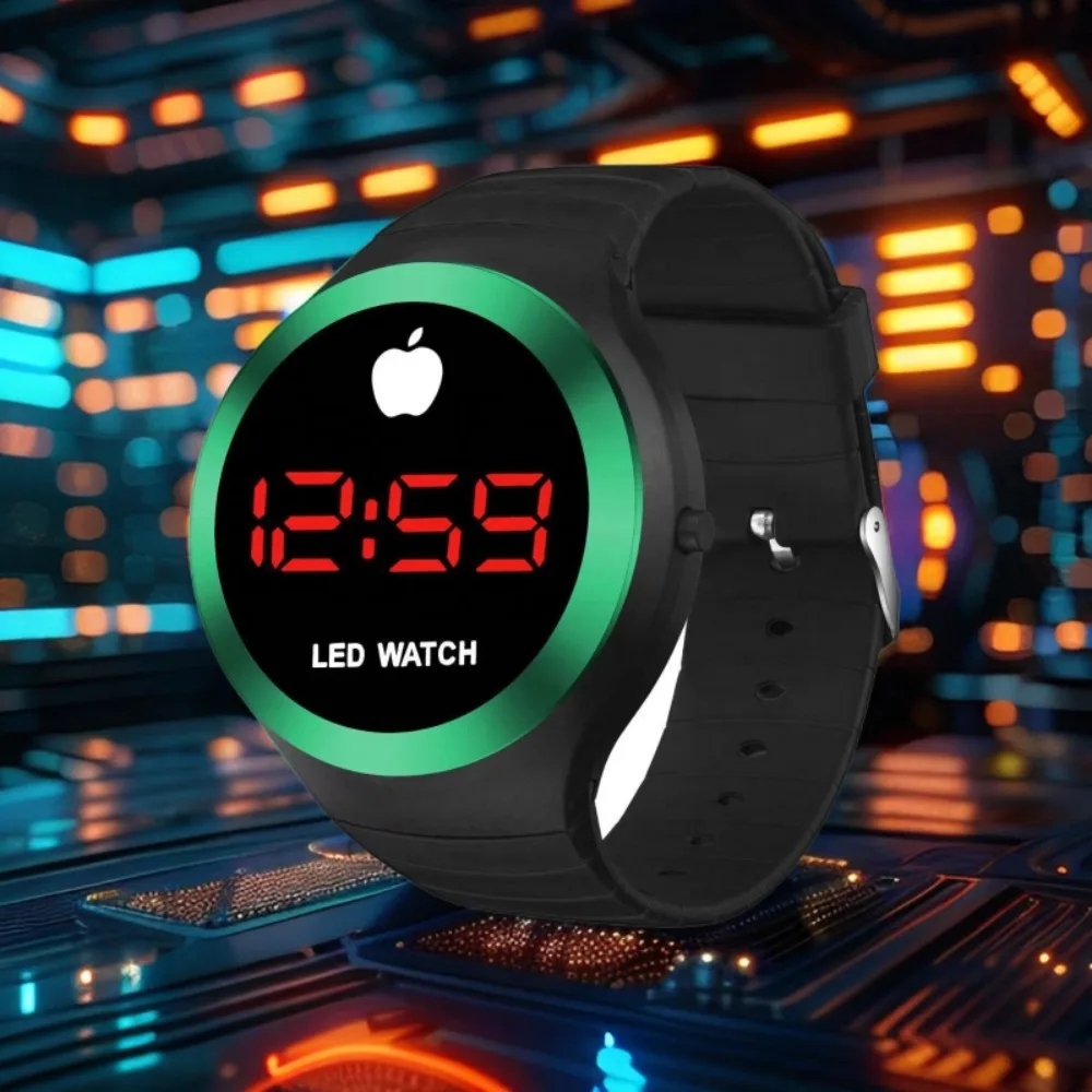 1PCS New LED Electronic Watch Round Unisex Student Outdoor Sports Fashion Waterproof Digital Wristwatch