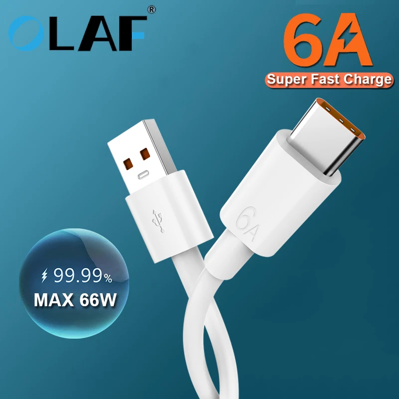 Olaf 6A Type C Cable USB-C Charger Data Cord Fast Charging Cable Type C Wire  For Huawei P40 Samsung S20 Data Transmission Line