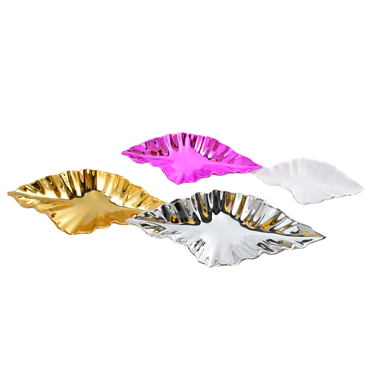 Gold Silver White Purple Red ABS Electroplated Leaf Wall Decor 15cm 20cm for Home Art Ornament