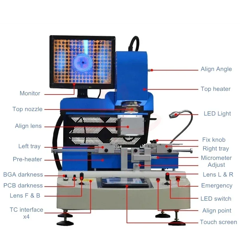 Industrial BGA Soldering Machine LY G880 Hot Air Align Rework Station 7600W Semi-Auto Reballing 3 Zones Max 570x480MM Large Area