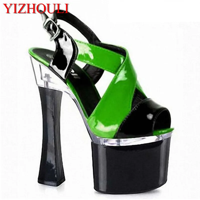 

Model 18 cm high heels, sexy summer pole dancing sandals, women's party runway design stage, dance shoes