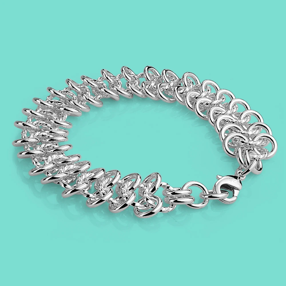 

Trendy Geometric 925 Sterling Silver Link Chain Bracelet For Women Ladies Girl Fine Jewelry Open Cuff Bangle Party Gift