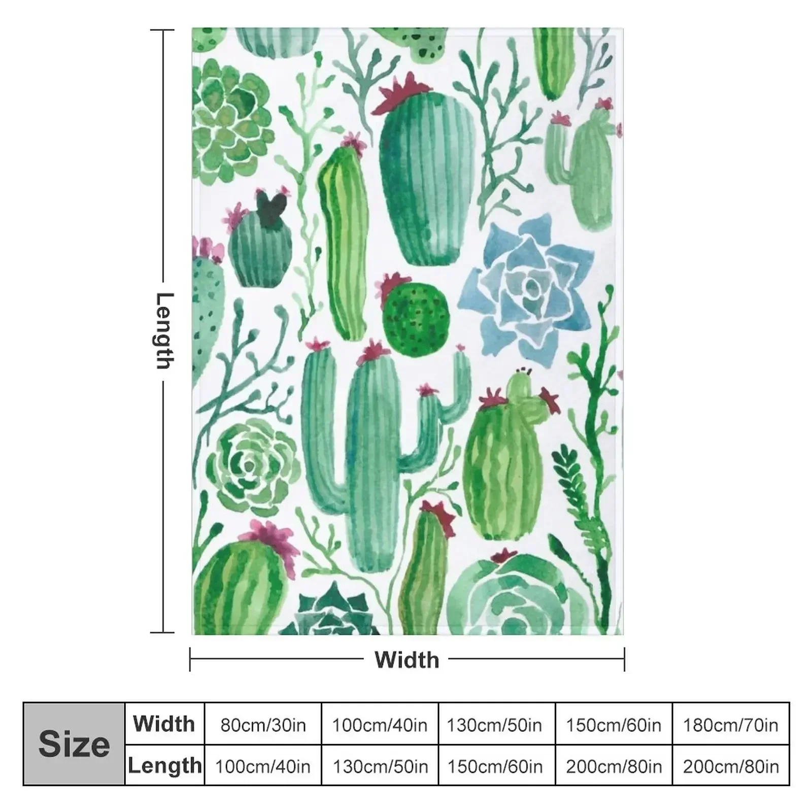 Watercolour cacti Throw Blanket couch cozy soft plush fuzzy picnic outdoor blanket