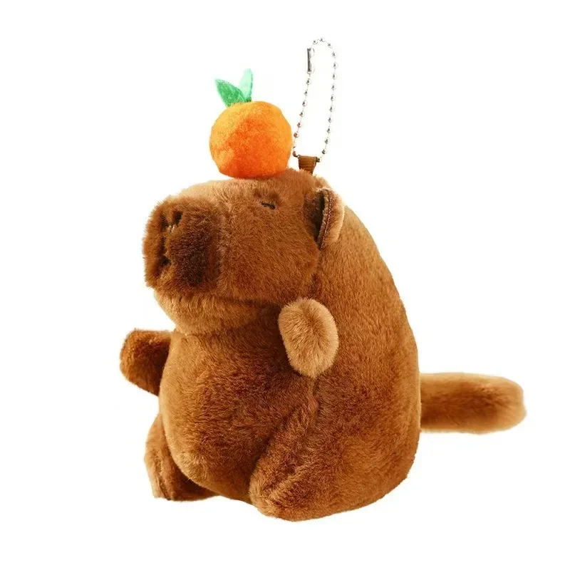 1/3/5/10PCS Pluche Persimmon Kwispelende Staart Capybara Sleutel Hanger Leuke Pluche Sleutelhanger Pluche pop Speelgoed Schooltas Hanger Gift Hanger