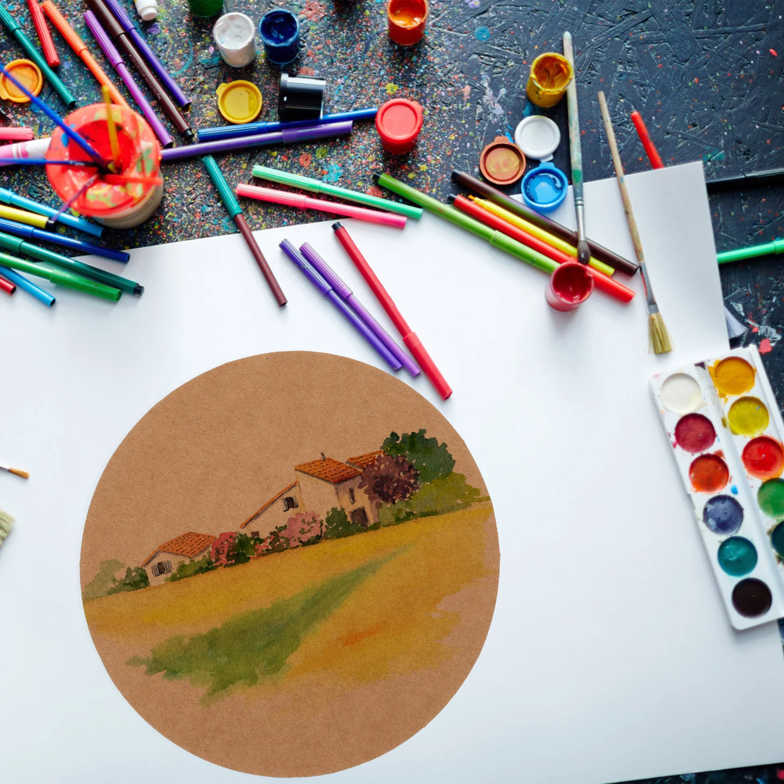 

40pcs Round Painting Cardboard Blank Thick Paperboard For Diy Art Craft Projects Sketch Drawing Watercolor Oil Acrylic School